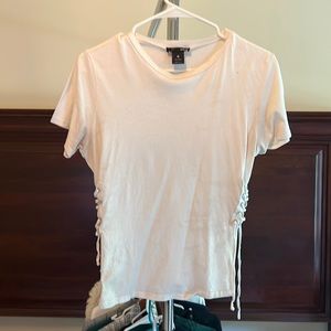 AQUA SIDE LACE UP WHITE TEE